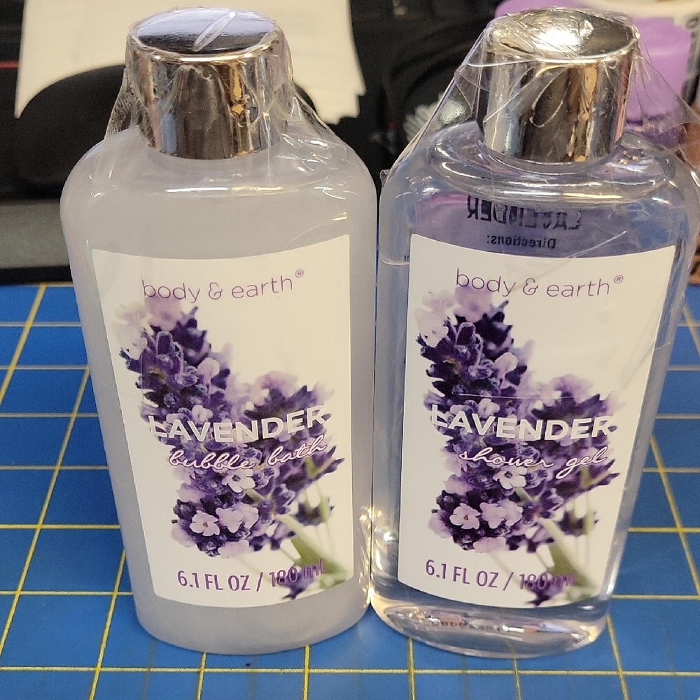 Body & Earth Lavender Bubble Bath & Shower Gel Set 100ml Each New